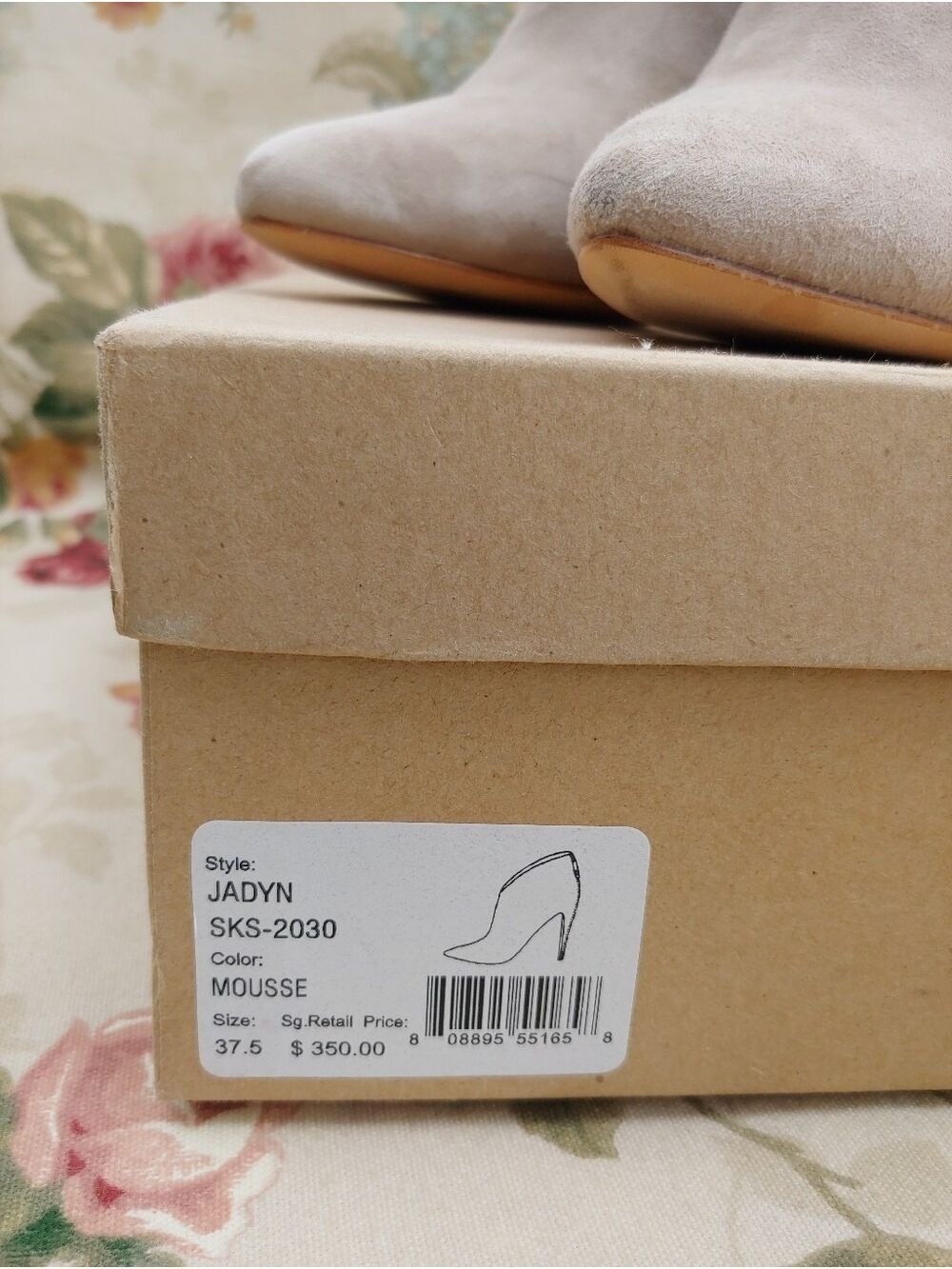 Joie Jadyn Pointed-Toe Suede Ankle Booties in Light Taupe Women's 37.5 US 7.5 - Picture 8 of 16